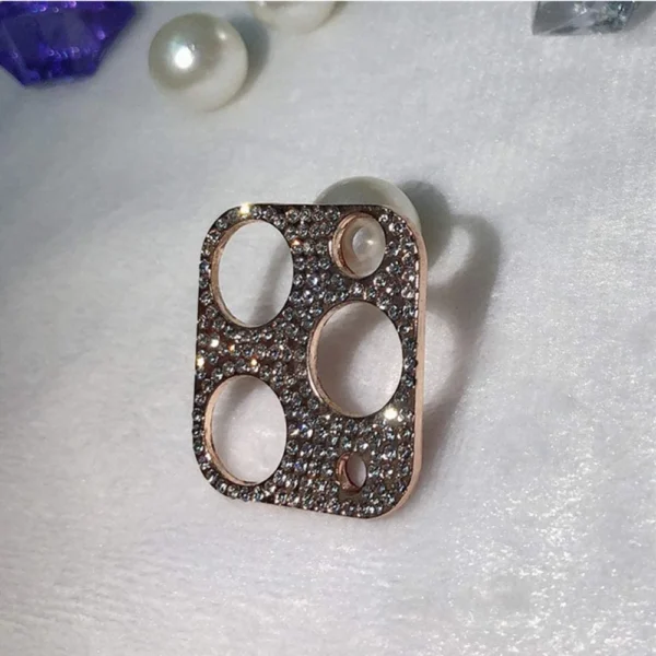 Camera Lens Protector For iPhone 12 – Glitter Rose Gold - Image 2